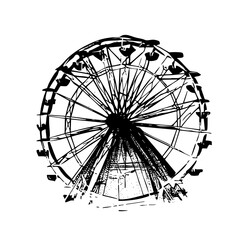 Vector Detailed of a Ferris wheel with intricate structural details.