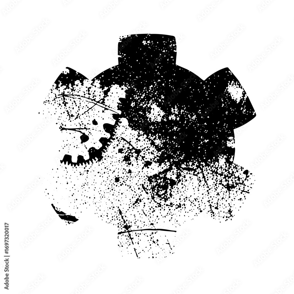 Poster vector abstract robotic head with mechanical details.