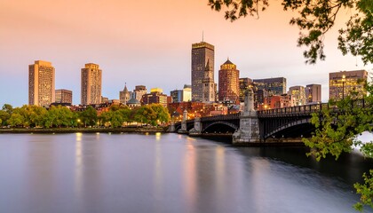 Fototapeta premium Boston skyline at sunset over Charles River (1)