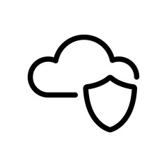 Cloud Security Line Icon of Data Centers Set