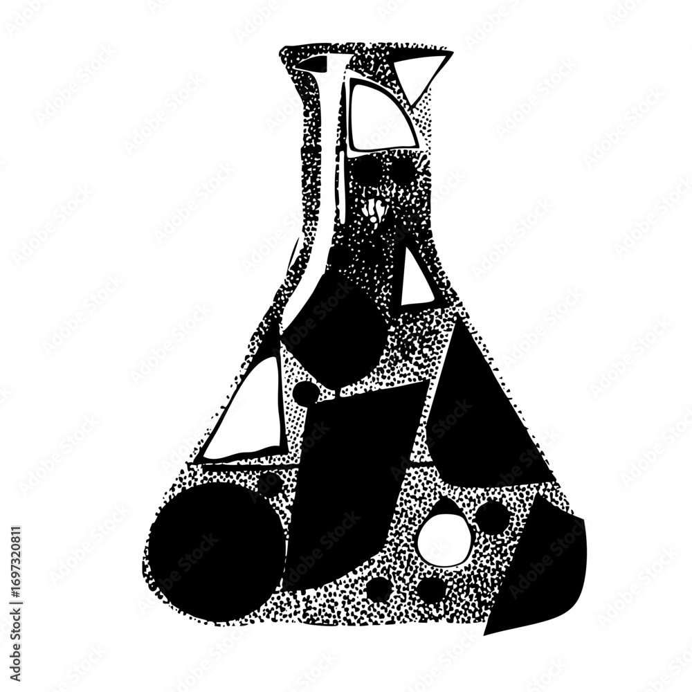 Poster vector abstract flask with dotted texture.