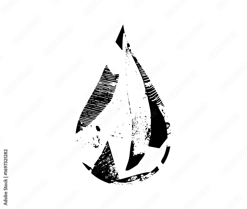 Poster vector abstract droplet with jagged edges and linear texture.