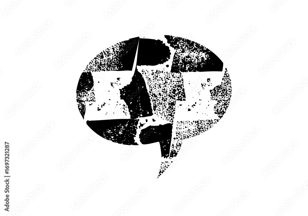 Aufkleber vector abstract speech bubble contains distressed typographic text.