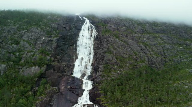 Langfoss Waterfall in &Aring;krafjord - Norway