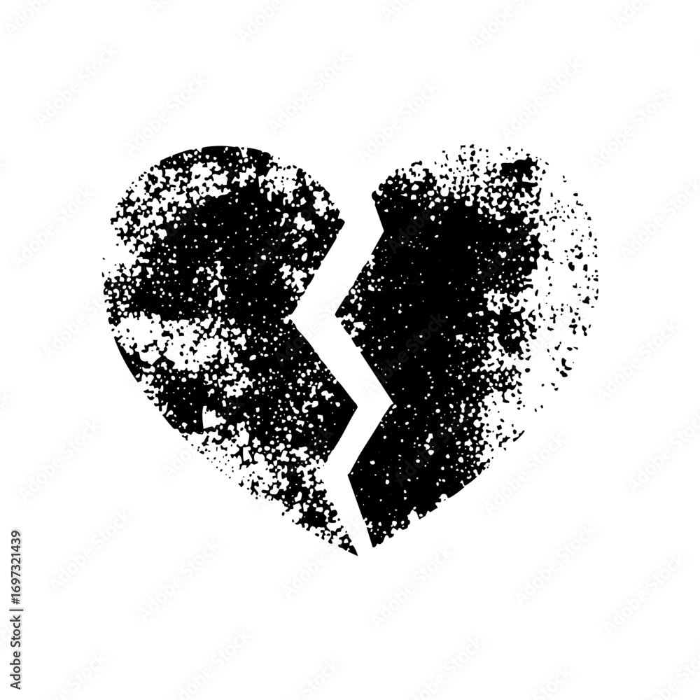 Aufkleber vector distressed broken heart with a clean split.