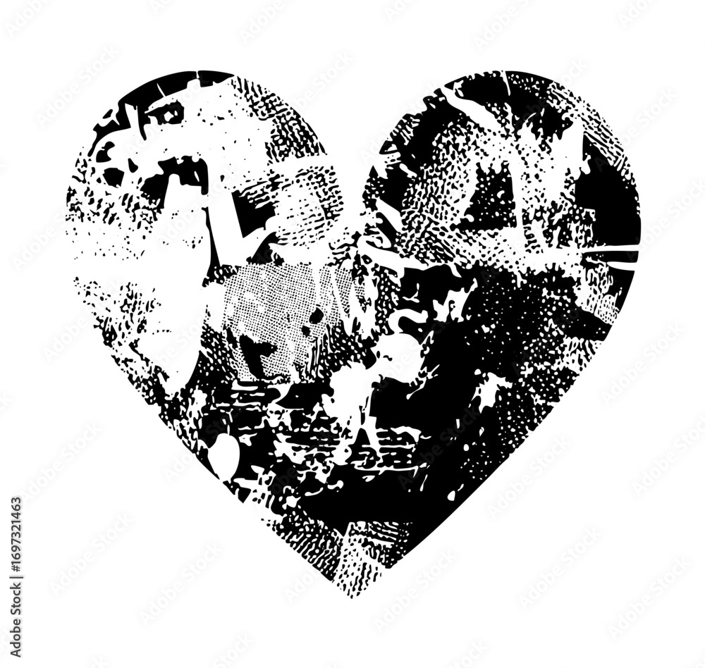 Poster vector abstract heart with distressed texture.