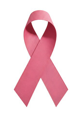Close up of a pink ribbon symbol on a plane surface showing support for a cause and awareness