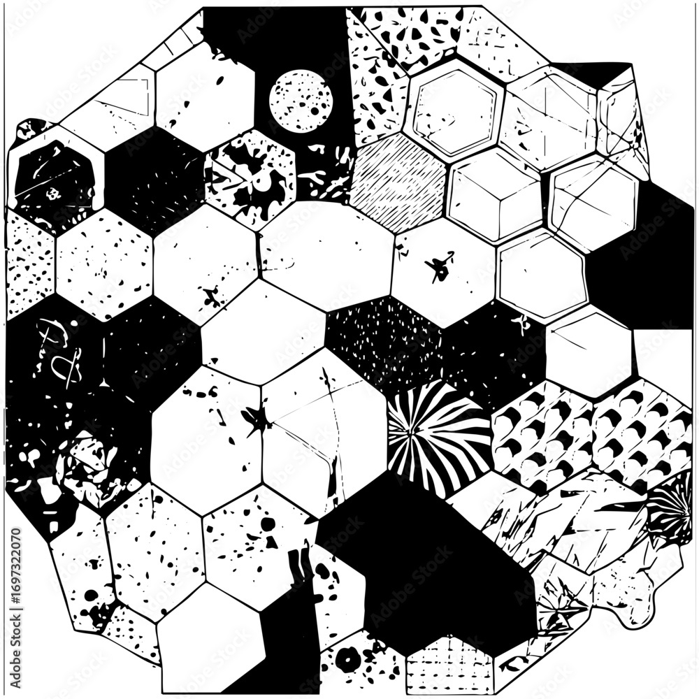 Poster vector geometric hexagons with diverse create an abstract mosaic.