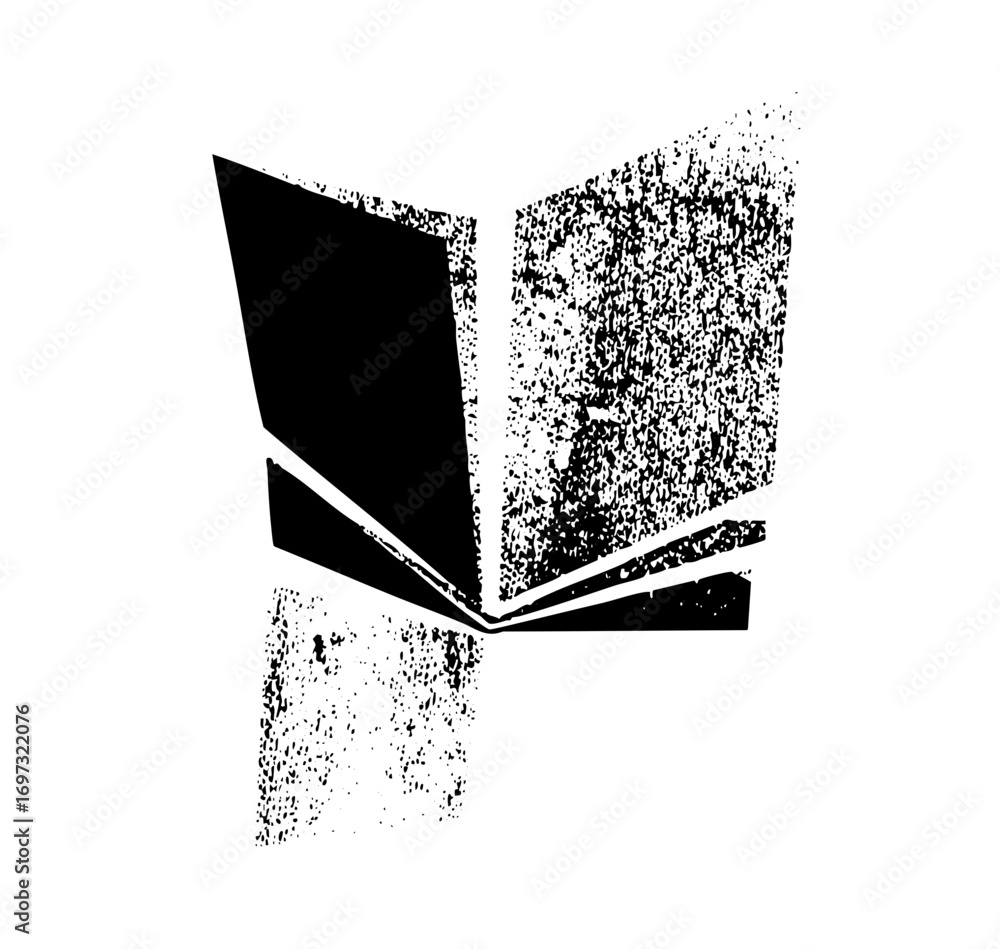 Poster vector abstract open book with textured pages.