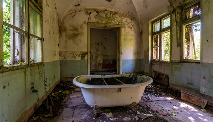 Abandoned bathtub room