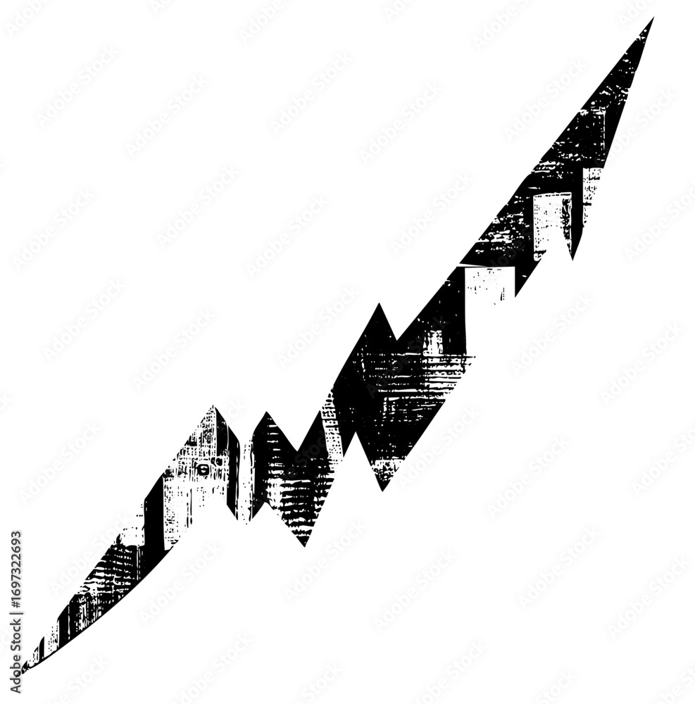 Poster vector abstract jagged arrow points upwards showcasing dynamic growth.