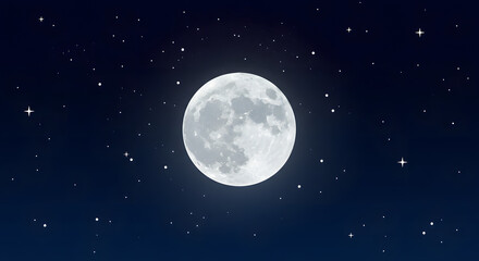 Full Moon in Night Sky with Stars