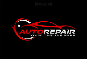 Vector logo of car parts, auto repair template design illustration template