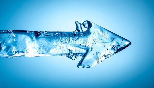 Abstract ice arrow against a light blue background