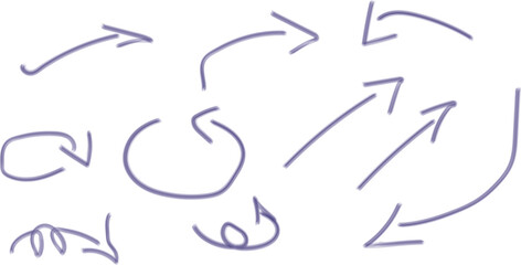Various hand drawn arrows pointing in different directions on a white background