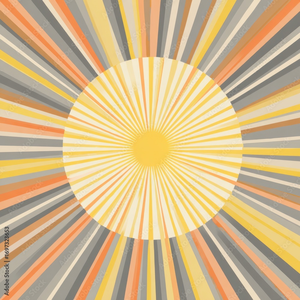 Poster abstract radial design with vibrant warm colors radiating from the center, creating a dynamic visual