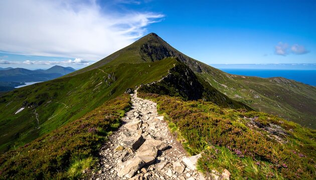 Mountain path leading to a peak