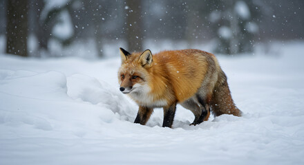 Obraz premium Red Fox in Winter Snow