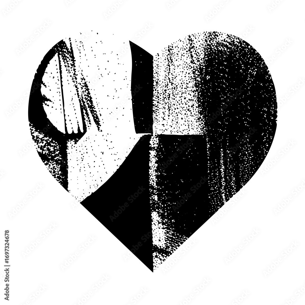Poster vector broken heart with abstract shapes