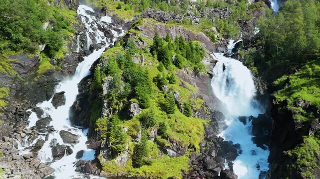 L&aring;tefoss waterfall overview in Norway