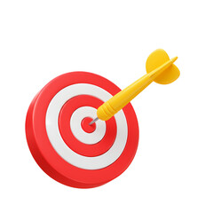 Dart hitting target bullseye illustration on black background for precision