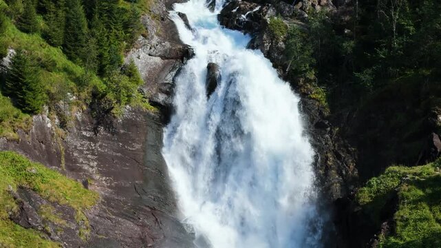 L&aring;tefoss waterfall in Norway Closeup