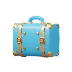 Isolated Suitcase Rendering with Gold Accents for Vacation Planning