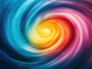 Vibrant swirling galaxy with colorful cosmic spiral motion in space illustrating universal cosmic energy and abstract celestial pattern for astronomy and science themes