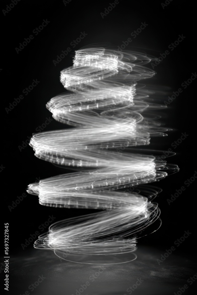 Aufkleber abstract light patterns in black and white creating a spiraling shape with unique visual appeal and 
