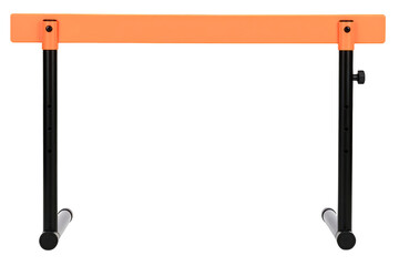 Adjustable orange training hurdle for track and field athletics isolated on a transparent background