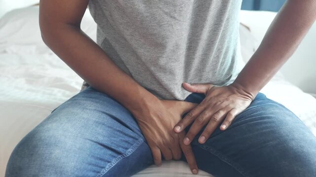 man experiencing groin pain 4k video