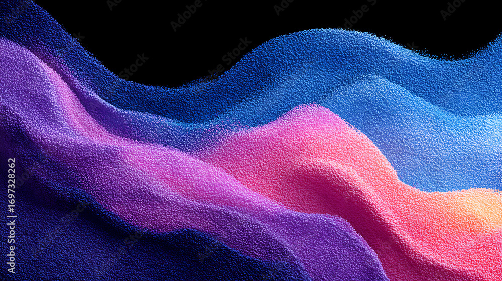 Aufkleber grainy noise texture background, with purple abstract gradient shape on a black backdrop banner post