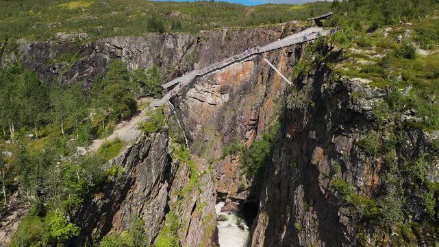 The V&oslash;ringsfossen bridge spanning the waterfall in Norway