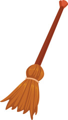 A classic broomstick depicting a simple wooden design.