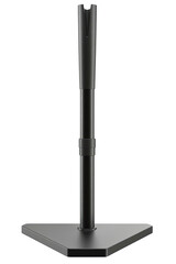 Black modern adjustable telescopic desktop monitor stand base isolated on a transparent background