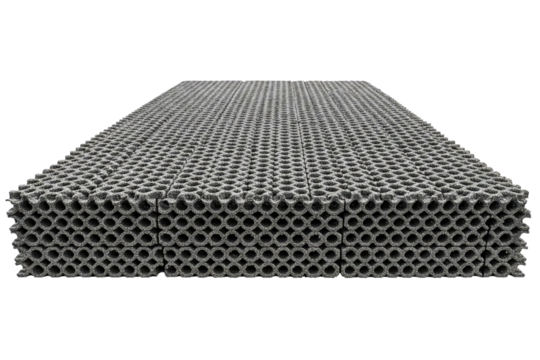 Permeable geocell system for erosion control and stabilization isolated on a transparent background