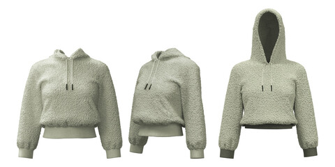 Realistic dense fleece hoodie modeled for contemporary fashion design © puruan