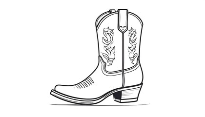 Monochrome illustration of a cowboy boot