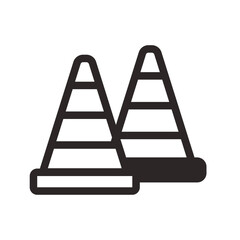 Traffic Cones Line Icon of Road Construction Icon Set