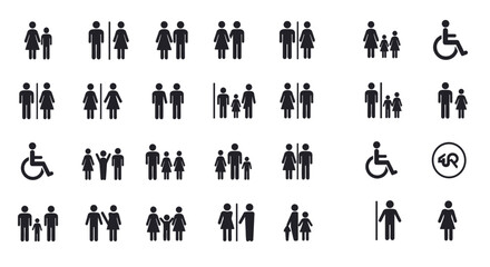 Restroom and Toilet Sign Icons for Accessibility