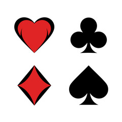 Playing card suit icon vector set heart spade club diamond