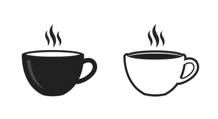 Coffee cup icon vector set black and outline style