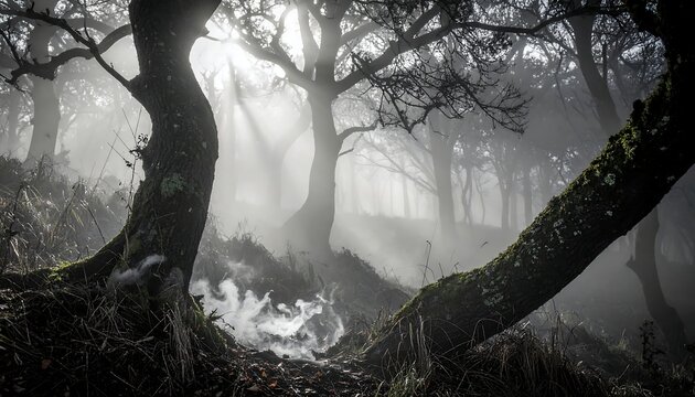 Misty forest path - Powered by Adobe
