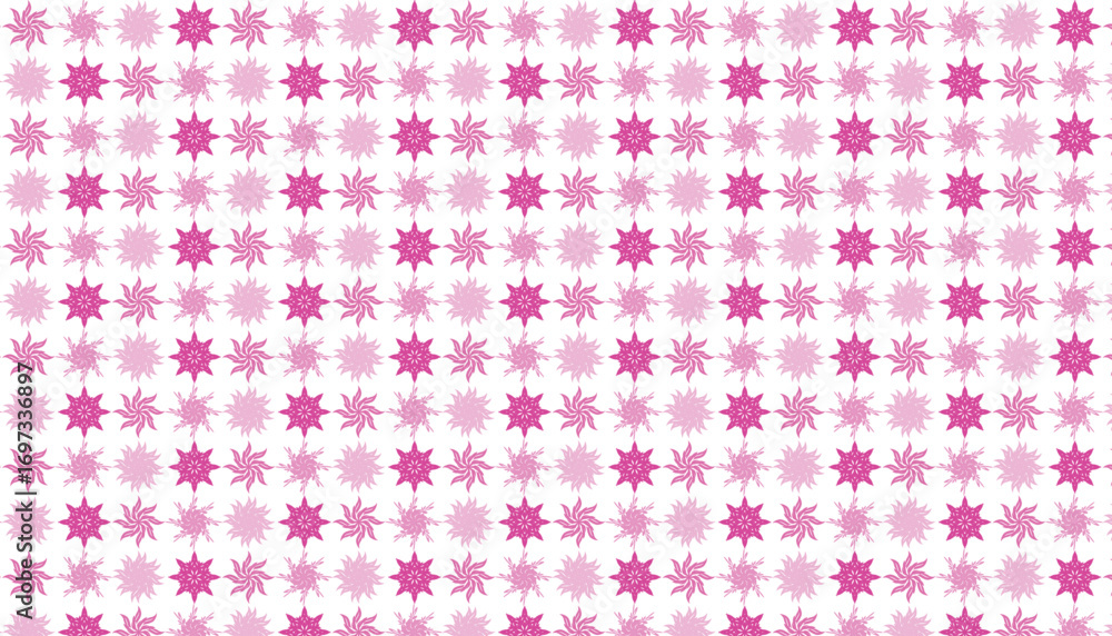 Poster repeating pattern of pink starburst shapes on a white background seamless texture