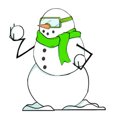 snowman holding snowball