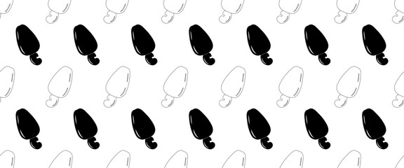 Black and White Repeating Cashew nut seamless Pattern