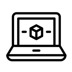 MR on Laptop Line Icon of Mixed Reality (MR) Icon Set