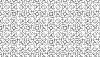Seamless Black Outline Flower Pattern on White Background texture floral