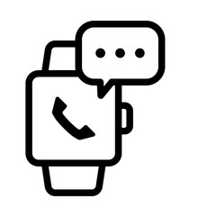 Smartwatch with Call Notification Line Icon of Wearable Technology Icon Set