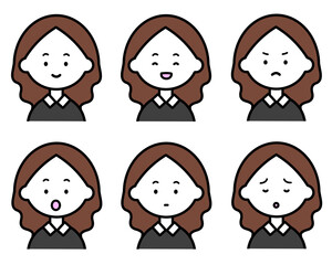 ビジネスで使える女性のアイコンセット　茶髪